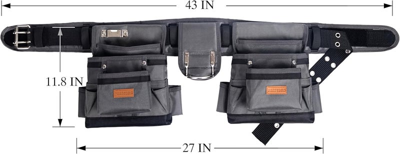 VIDAR TOOLS Magnetic Tool Belt with Air-Mesh Padded,22 Pockets Heavy Duty Tool Belts for Men/Construction/Carpenter/DIY'er/Electrician.Double layer thickened polyester fiber with waterproof coating. - Image 2